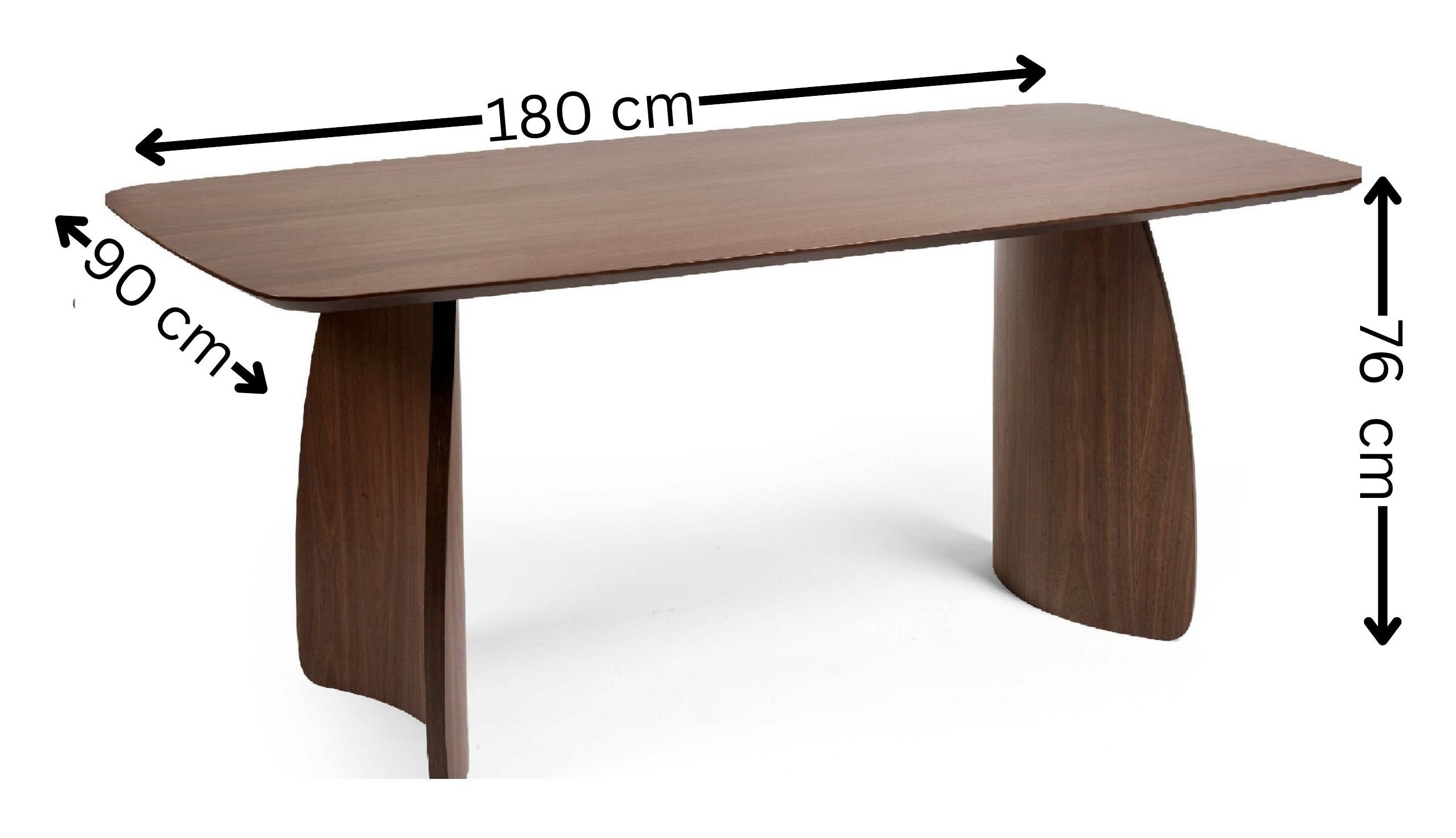 Bodhi Curved Leg Walnut Brown Oak Wood Dining Table | 6 Seater